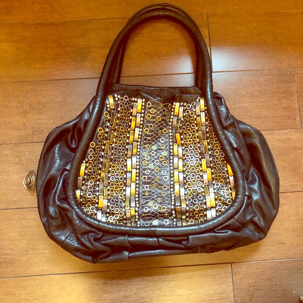 Isabella Fiori New Leather Handbag. GF zipper pull